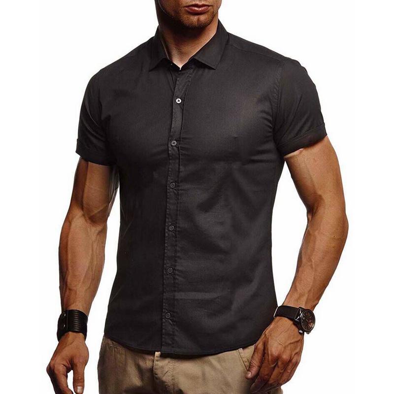 Men's Button Down Slim Fit Short Sleeve 