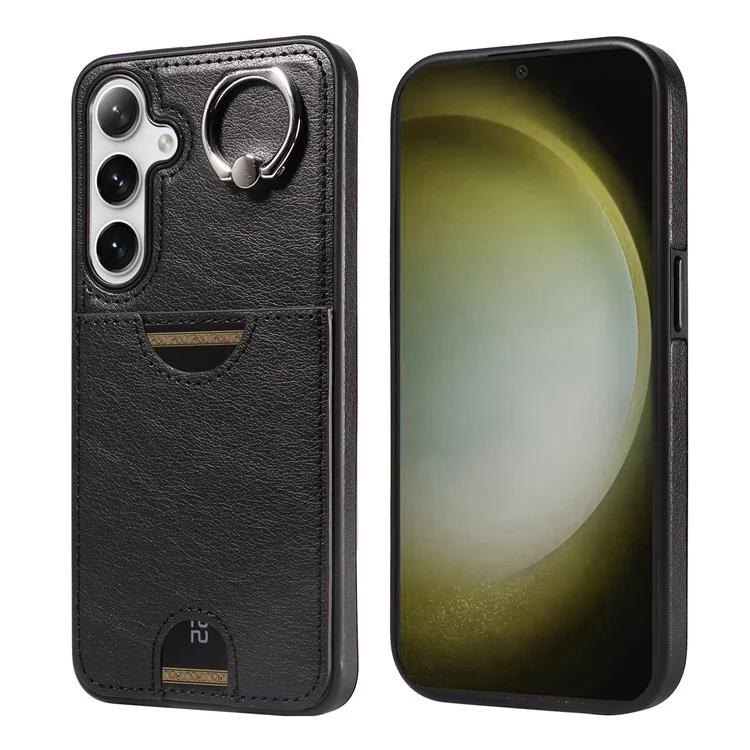 

006 For Samsung Galaxy S24+ Case Card Bag PU TPU Back Cover with Ring Holder