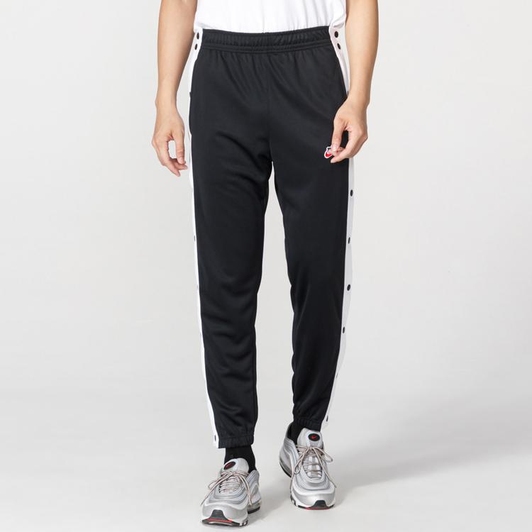 Nike Sports-Inspired Snap Button Track Pants with Cuffed Ankles Men Bottoms Black BV2628-010