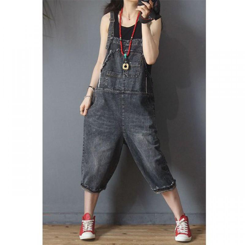 

Свободные повседневные прямые комбинезоны с большими карманами, женские комбинезоны на тонких бретельках с высокой талией, большие размеры XL серый