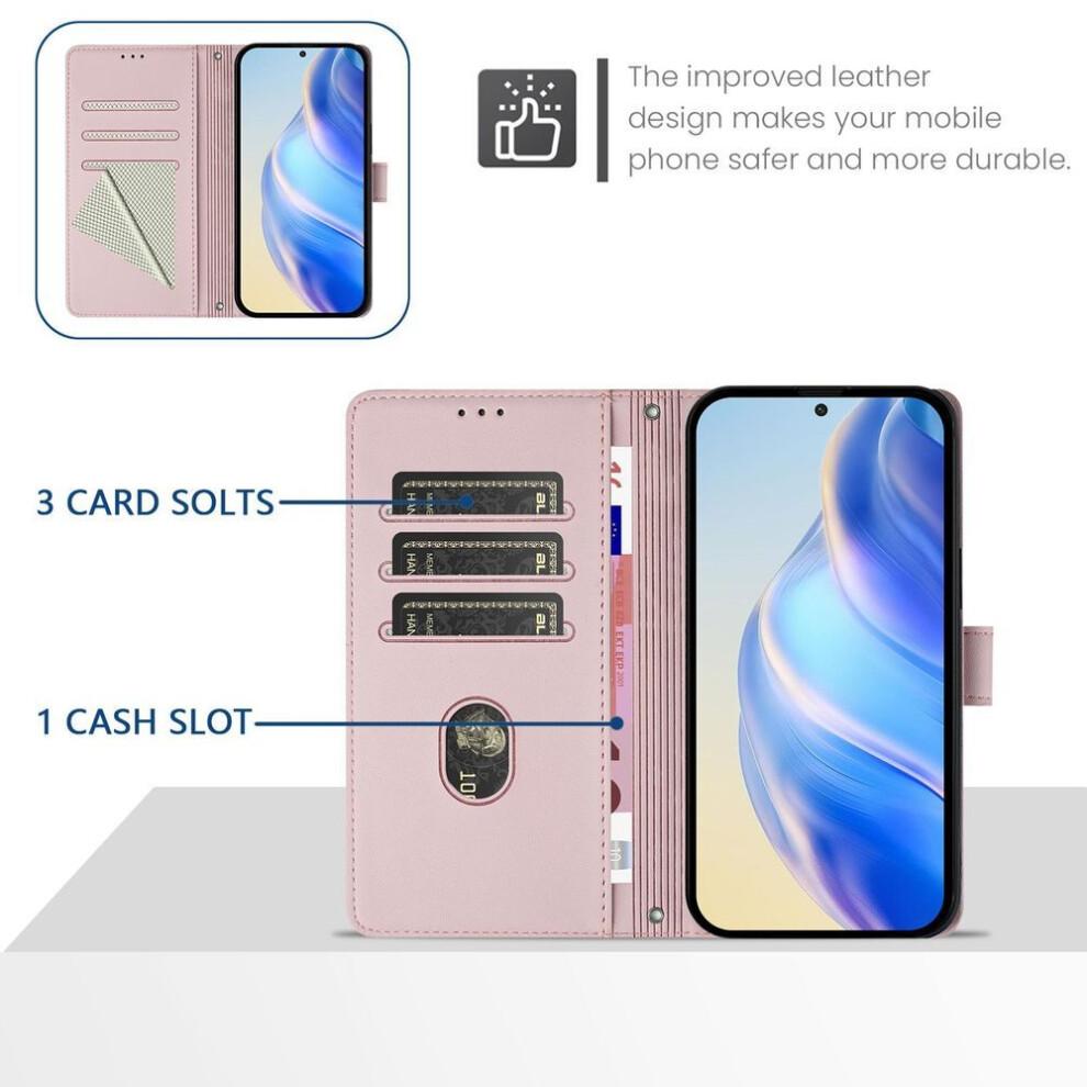 (pink, Samsung A56 5G) Leather Case Wallet Durable Leather Rfid Blocking Card Holders Shockproof Kickstand Protective Flip Cover