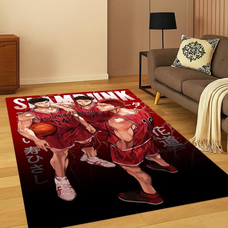 Cartoon Slam Dunk Basketball Anime Teppich für Schlafzimmer Wohnzimmer Sofa Spielzimmer Fußmatte Heimdekoration, Kinderteppich rutschfest