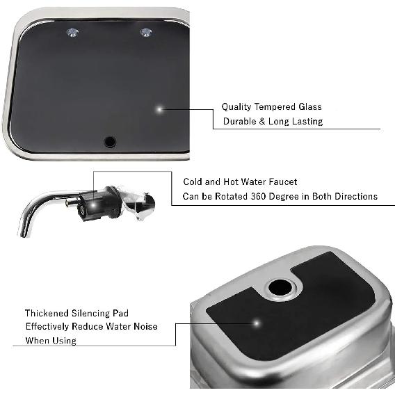 TYTXRV Caravan Accessories RV Sink Stainless Steel Hand Wash Basin Sink with Folded Fauce for RV Caravan Boat Kitchen