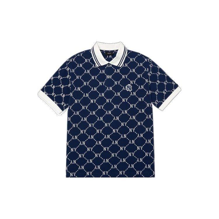 MLB New York Yankees Polo Manches Courtes Logo All Over Homme polos Bleu Marine 3LPQM3023-50NYL L gray
