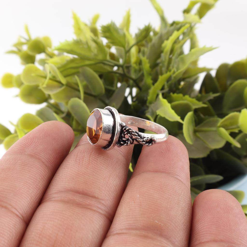 Citrine Gemstone Beautiful Silver Ring, Handmade Gorgeous Silver Ring, 925 Sterling Silver Jewelry, Citrine Women's Ring For Her