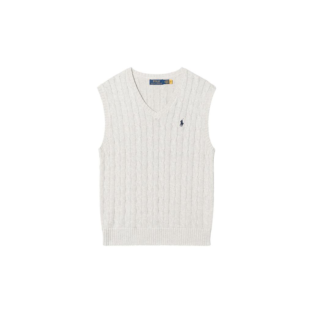 Polo Ralph Lauren Logo Cable Knit V-Neck Casual Sweater Vest Men sweater vests Gray 710766173-004