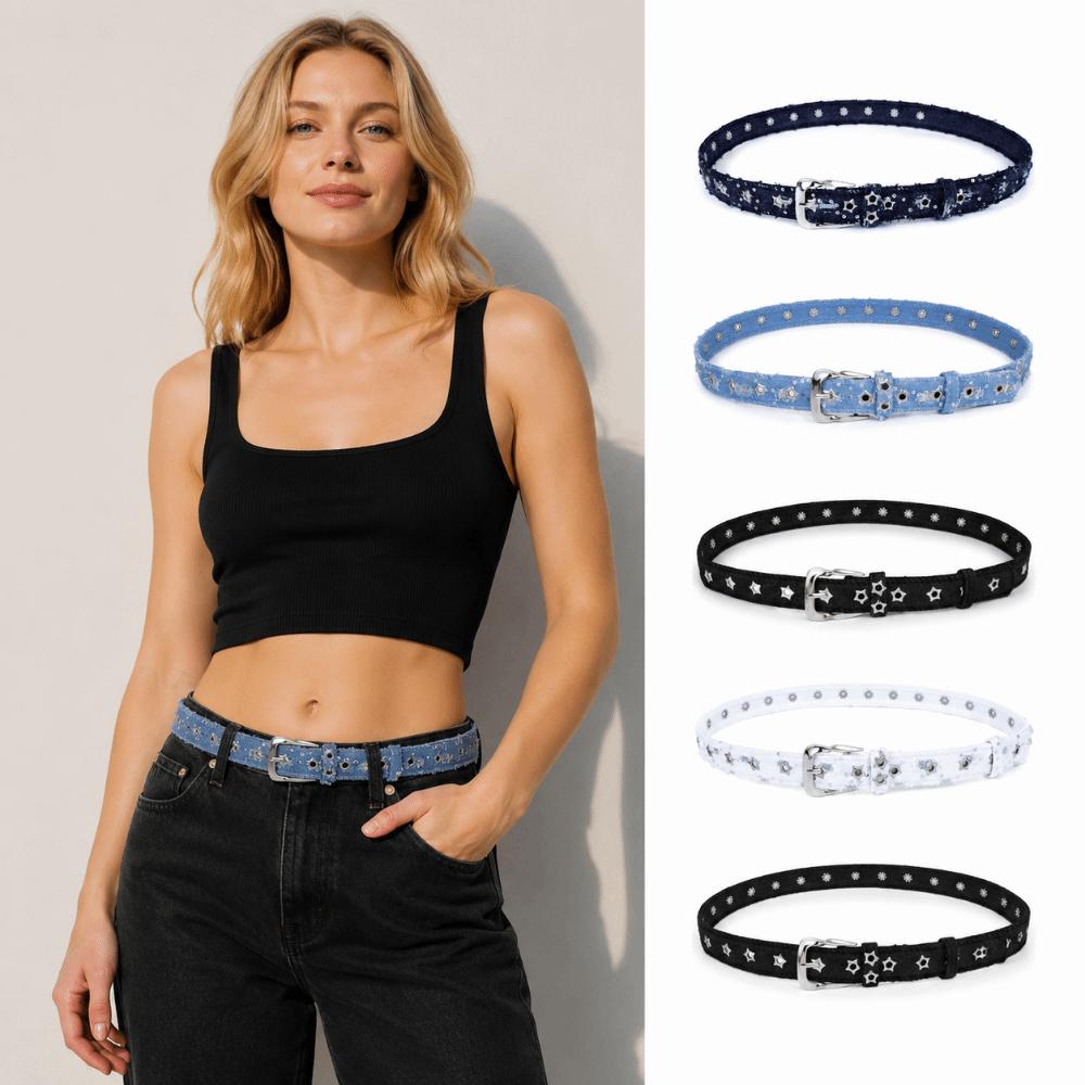 Pin Buckle Canvas Jeans Belt All-Match Decorative Waist Strap Vintage Denim Waist Belt  For Women