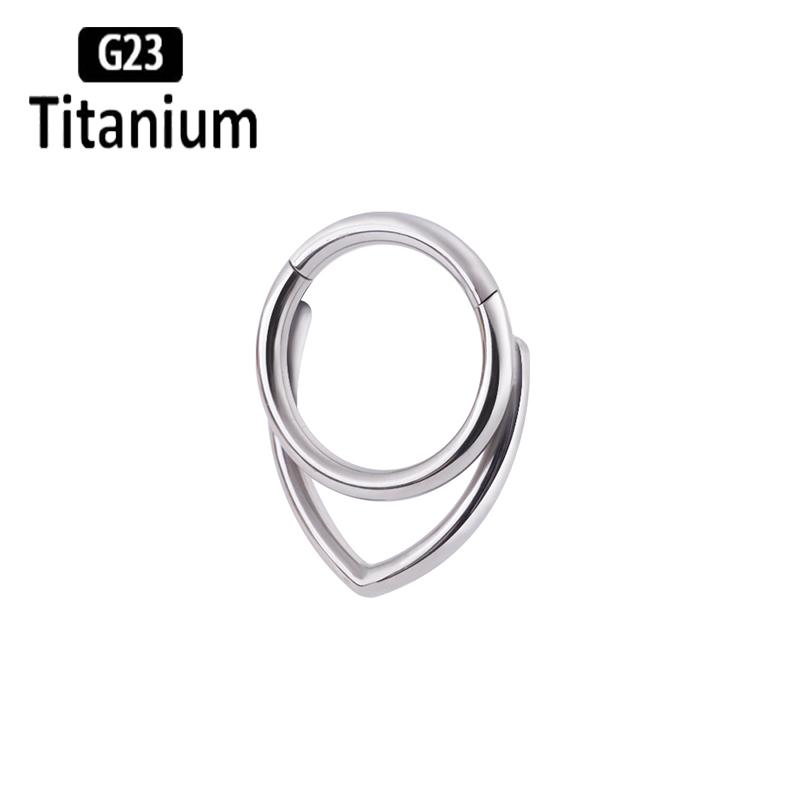 G23 Titanium High Quality  Waterdrop Septum Piercing Clicker Nose Rings 16G Segment Tragus Cartilage Daith Hoop Earrings Zircon