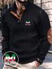 Men's Casual Shirts Long Sleeve Polo Shirts Stand Collar Pullover Sweater Quarter Button Sweaters with Pattern Print for Fall, Winter Daily Wear