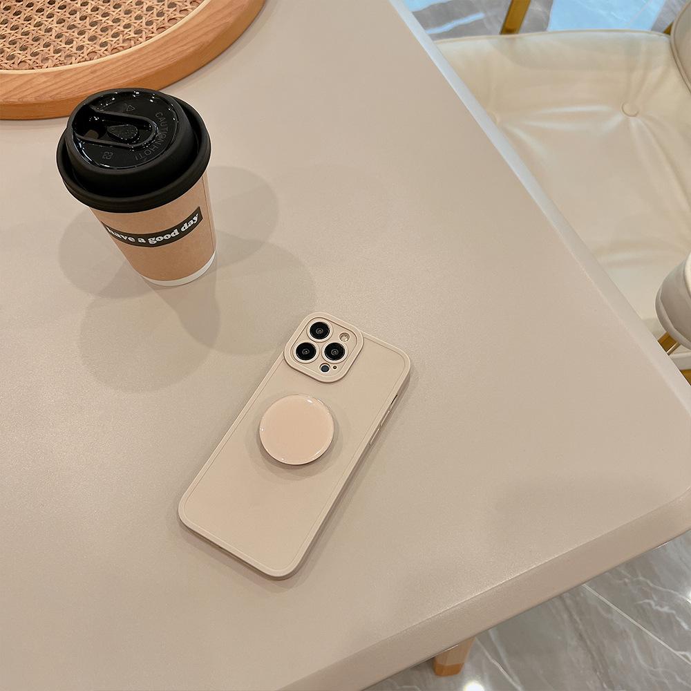 Luxury Bracket Phone Cases For iPhone 15 14 13 12 11 Pro Max Light Pure Colour Soft TPU With Holder Stand Back Cover Accessories