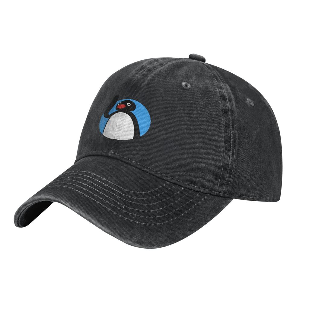 Retro Hello Pingu Baseball Cap Unisex Women Denim Snapback Hat Penguin Series Cartoon Meme Cute Funny Outdoor Running Golf Gift Hat