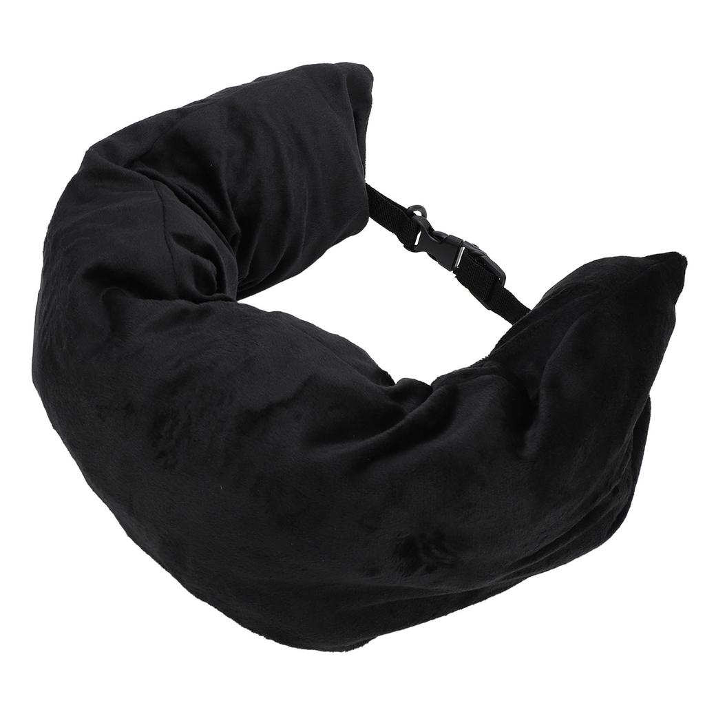 Cestovní krční polštář plnitelný s nastavitelným popruhem U tvar Měkký Sbalitelný Plnitelný Cestovní polštář Úložný vak Černý