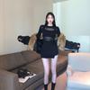 Pure Desire Spice Girl Mesh Splicing Long-sleeved Dress for Women's Autumn and Winter Bottoming, Waist and Thin Buttocks Short Skirt