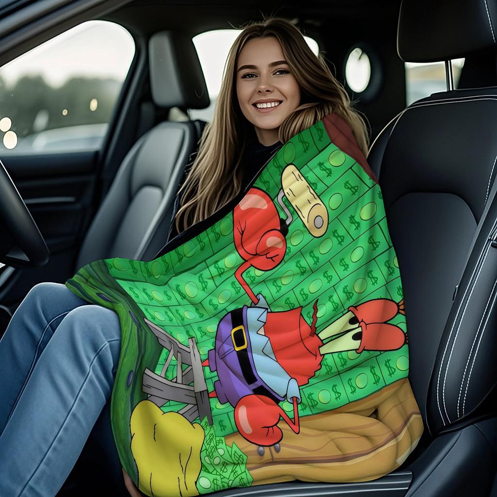 SpongeBob: Mr. Krabs Obsessed with Money–Wall of Banknotes Blanket Soft Multifunctional Decortive Universal Throw Blankets Gift