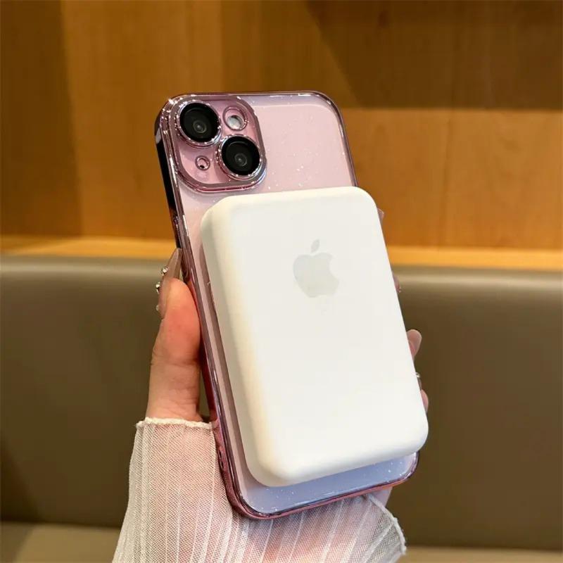 Plating For Magsafe Case For iPhone 16 13 12 11 Pro Max Clear Magnetic Ring Holder Cases For iPhone 15 14 Pro Max 16 Plus Cover