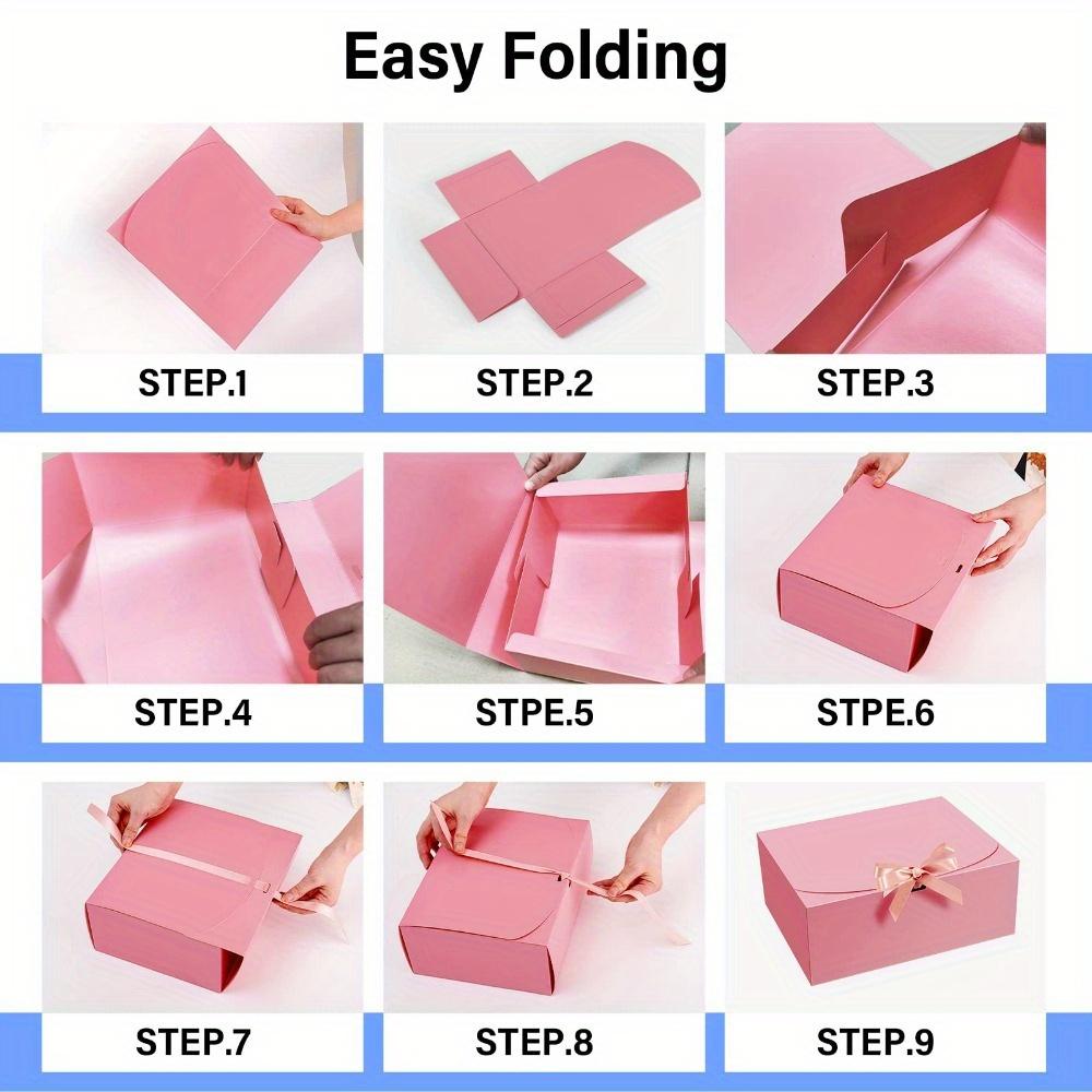 8pcs Pink Kraft Paper Gift Boxes with Lids Large Bridesmaid Proposal & Wedding Favor Boxes with Ribbon Perfect for Birthdays Christmas Parties