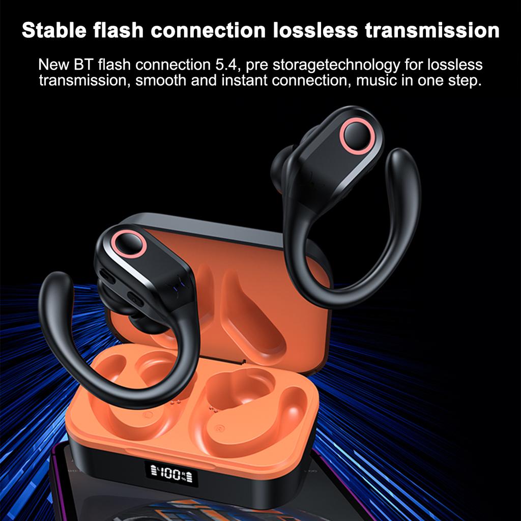 BT 5.4 Ear-Hook Headphones Noise-Cancelling True Wireless Earbuds with Microphone Wireless