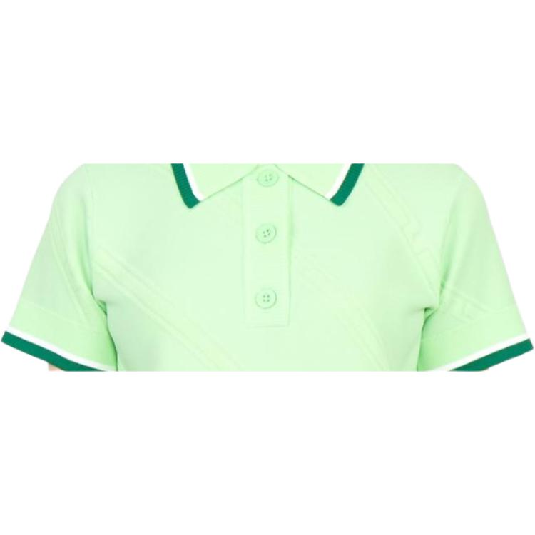 J.Lindeberg Solid Color Polo Short Sleeve Button Front Half Open T-Shirt Women tops Light-Green AWKW08148M037