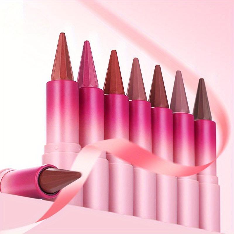 2-in-1 Matte Lipstick and Lip Liner Cone Tip Velvet Lipstick Pencil Silky Texture Waterproof Long-lasting Lipsticks Lip Combo Liner Lip Liner Stick