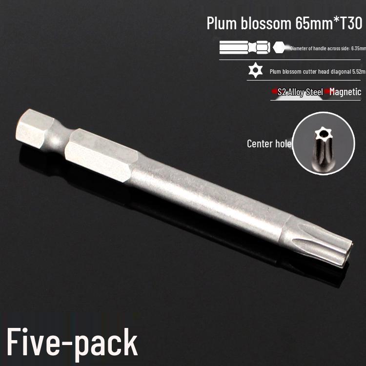 Plum Blossom S2 Magnetic Hex Screwdriver Set - 6.35mm Pneumatic Drill Bit Set