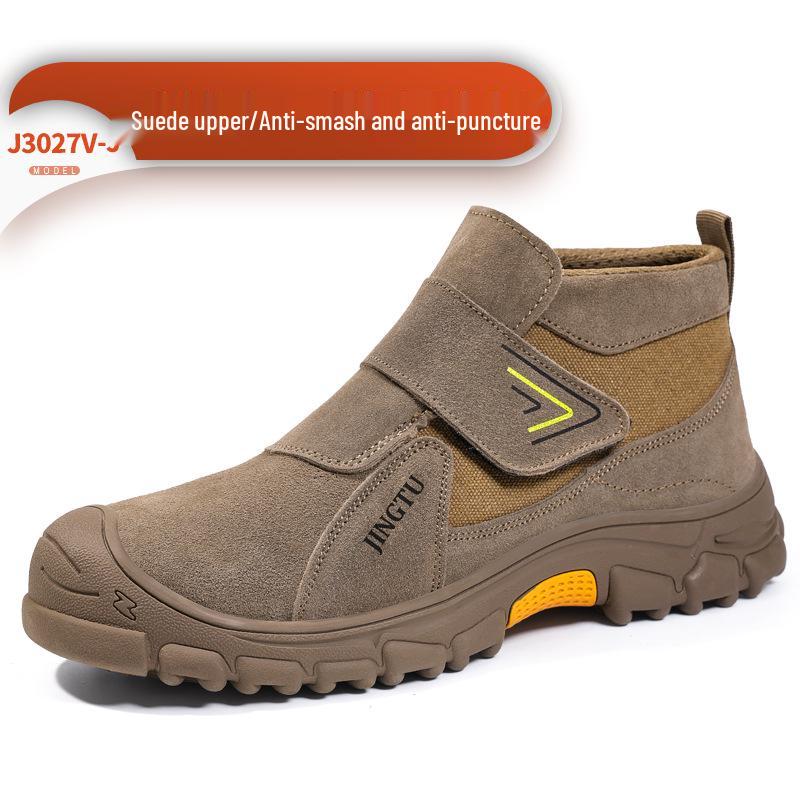 Pánská bezpečnostní obuv s ocelovou špičkou: Prodyšné, Snadné nazouvání/vyzouvání, Proti nárazu, Proti propíchnutí, Proti jiskrám; Ideální pro stavebnictví a svařování.