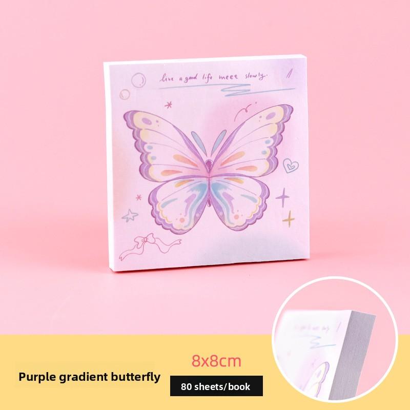 80sheet/pack Gradual Change Butterfly Sticky Note Book Korean Simple Note Book Sticker Base Material Office Accessories