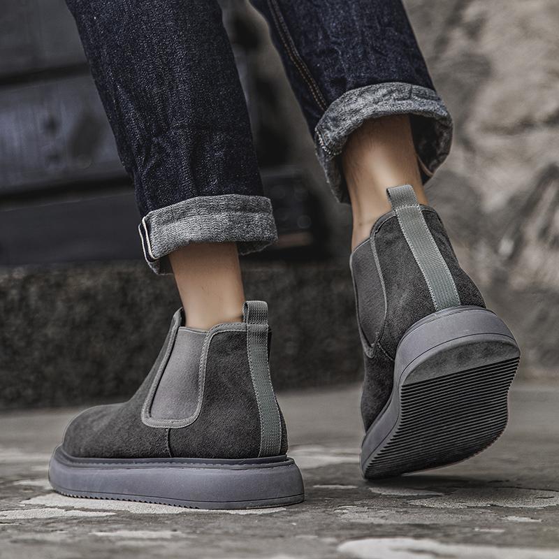 Herren Retro Wildleder Neuankömmling Chelsea Boots Herrenmode Stiefelette Herren Casual Britischer Stil Kurze Stiefel High-Top Schuhe