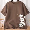 Summer Cartoon Cute Treasure Panda Sweet Printed Short Sleeve T-shirt Women's Loose Leisure Soft Bottom Oversized Shirt Top