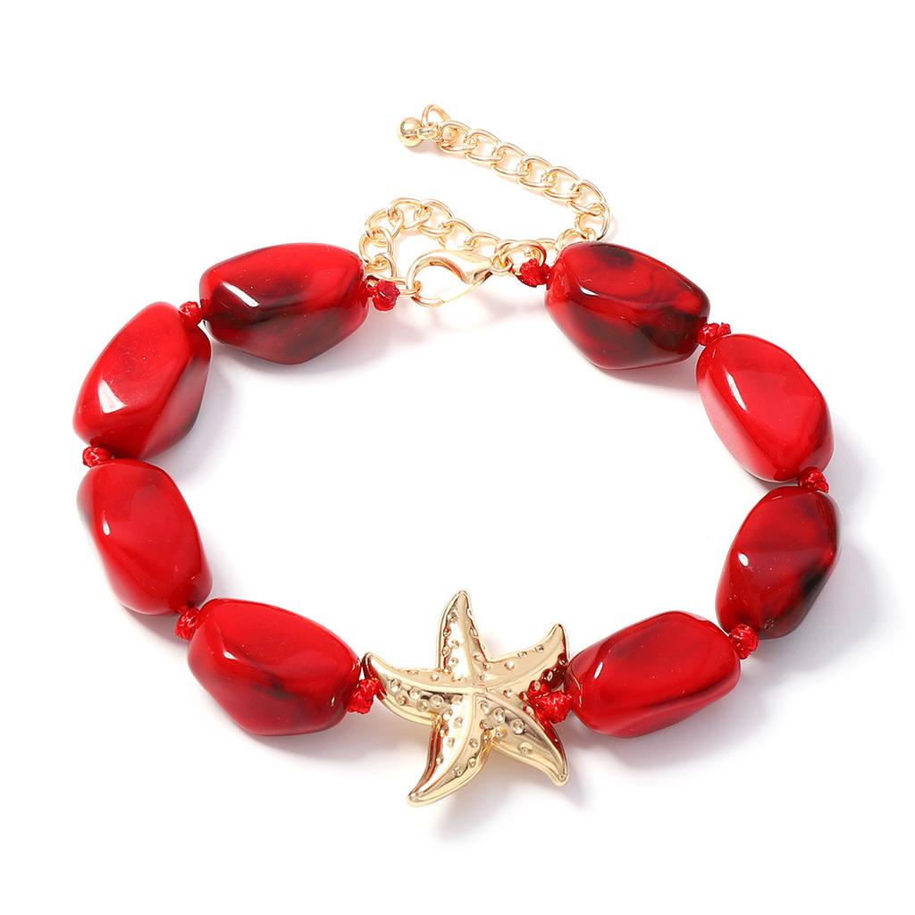 Simple trend irregular geometric resin beaded starfish bracelet versatile vacation film atmosphere women's models