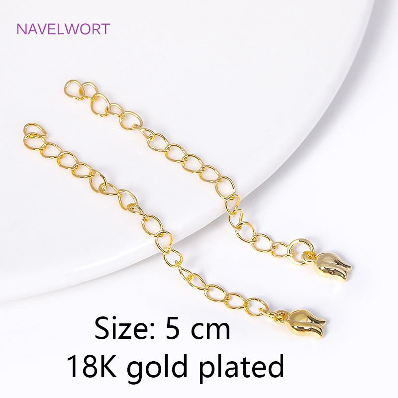 18K Gold Plated With Tag Extension Chain Brass Metal Extension Chains Connectors DIY Necklace Bracelet Jewelry Making Supplies