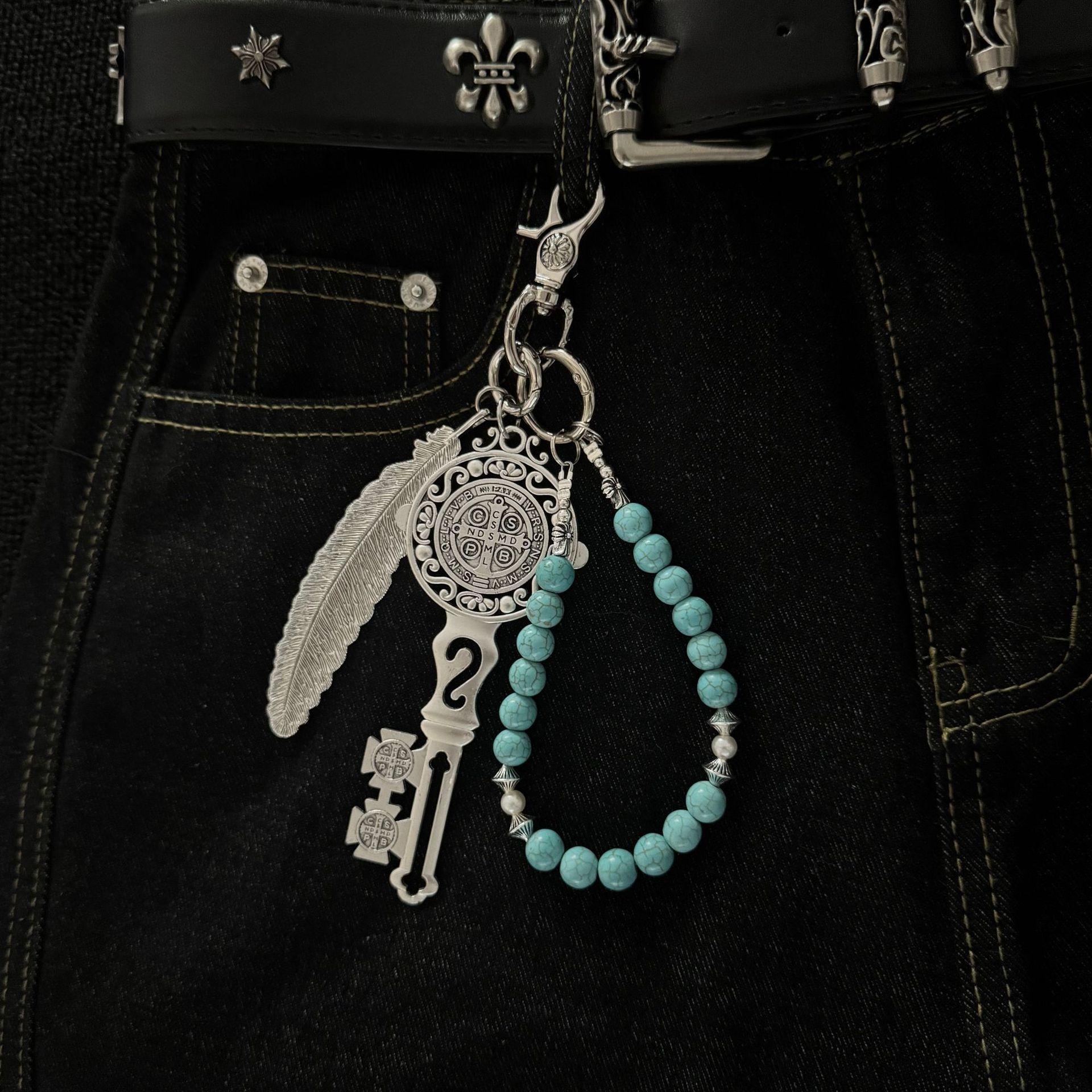 Нишевый Оригинальный Высококачественный Брелок-подвеска с Бусинами Стиль Ins Мужской и Женский Подвеска на Сумку для Пары