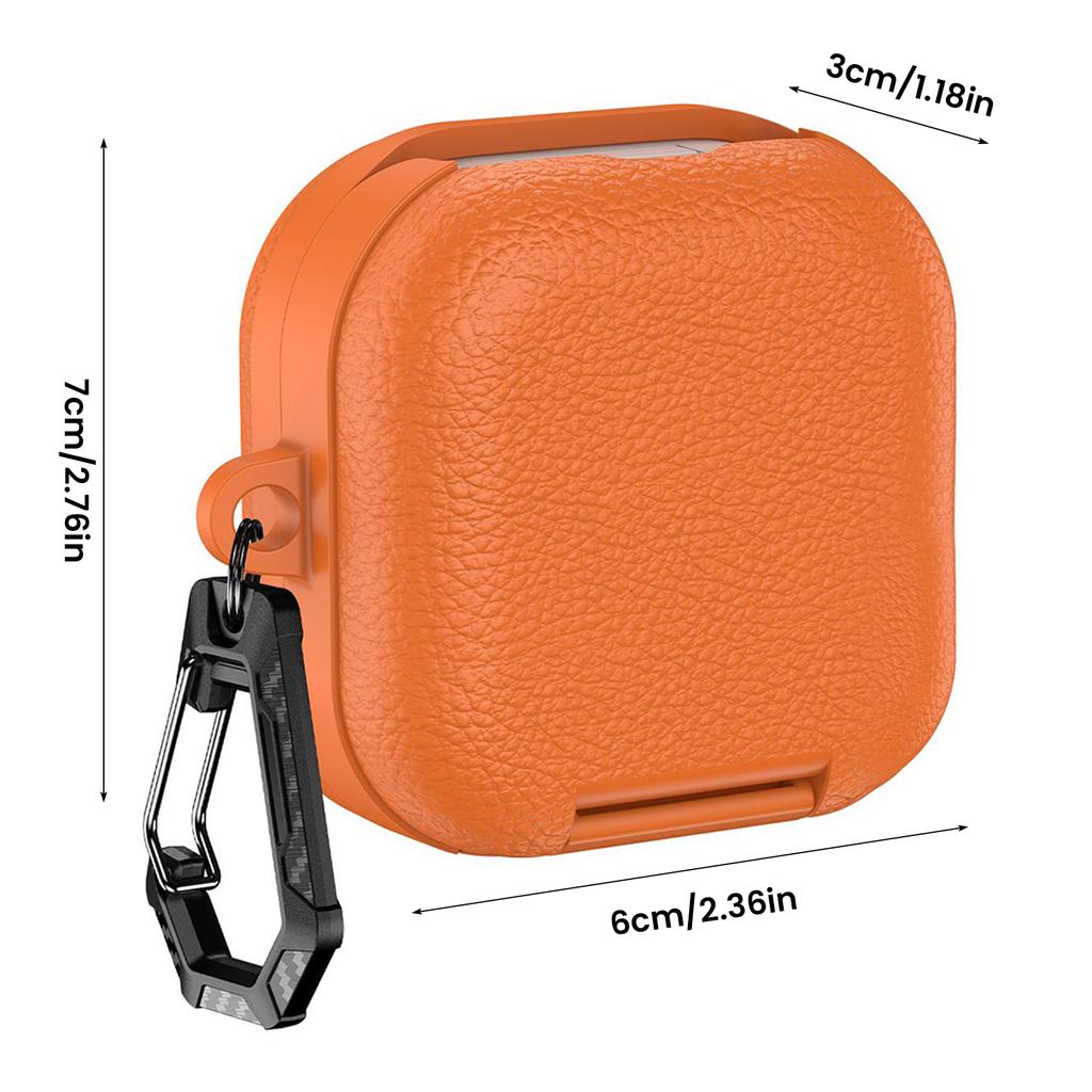 PU Leather Earphone Cover For Samsung Galaxy Buds 4/Buds4 Pro Soft TPU Protection Shockproof With Carabiner Phone Stand Cases
