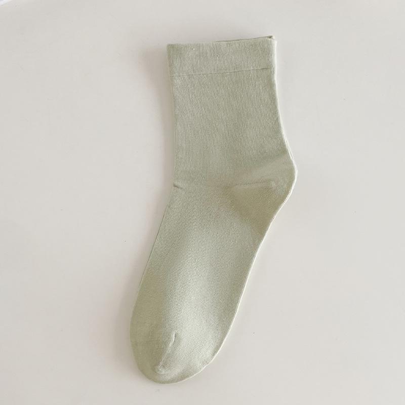 Women's Solid Color Mid-Calf Cotton Socks - Sweat-Absorbent, Breathable & Loose Fit, Ideal for Spring & Autumn