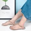 Damen durchsichtige Jelly-Sandalen – Kristallverzierung PVC flache Strand-Pantoletten, rutschfeste Freizeitschuhe