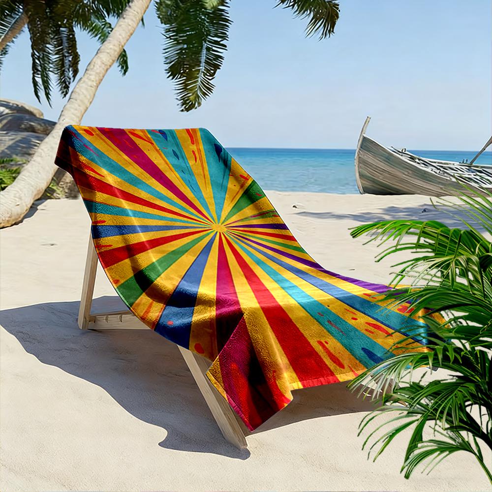 Colorful Radiating Rainbow Pattern Design Beach Towel Quick-drying for Travel Outdoor Sports Jogging Beach and Swimming