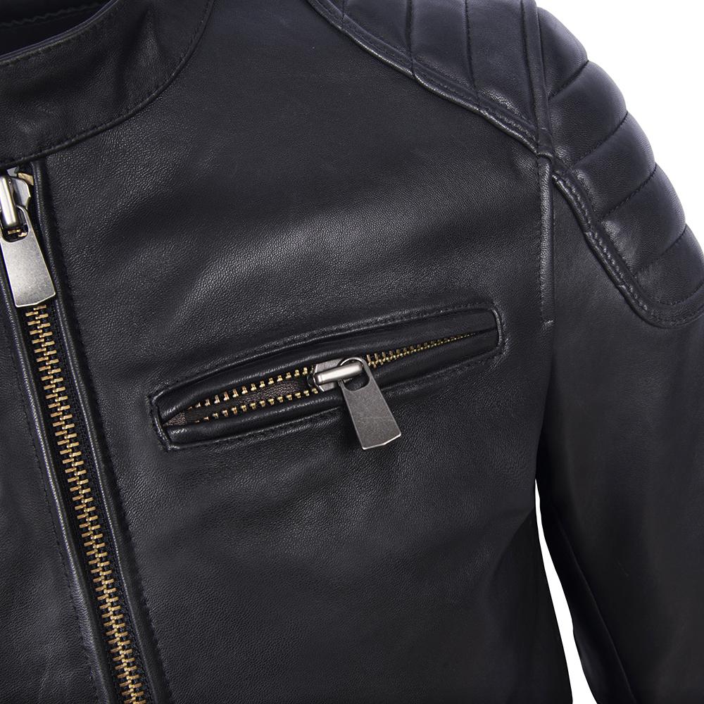 New Sheepskin Leather Jacket Men Motorcycle Biker Spring Natural Genuine Calfskin Leather Jackets Vintage Slim Short Male Coat