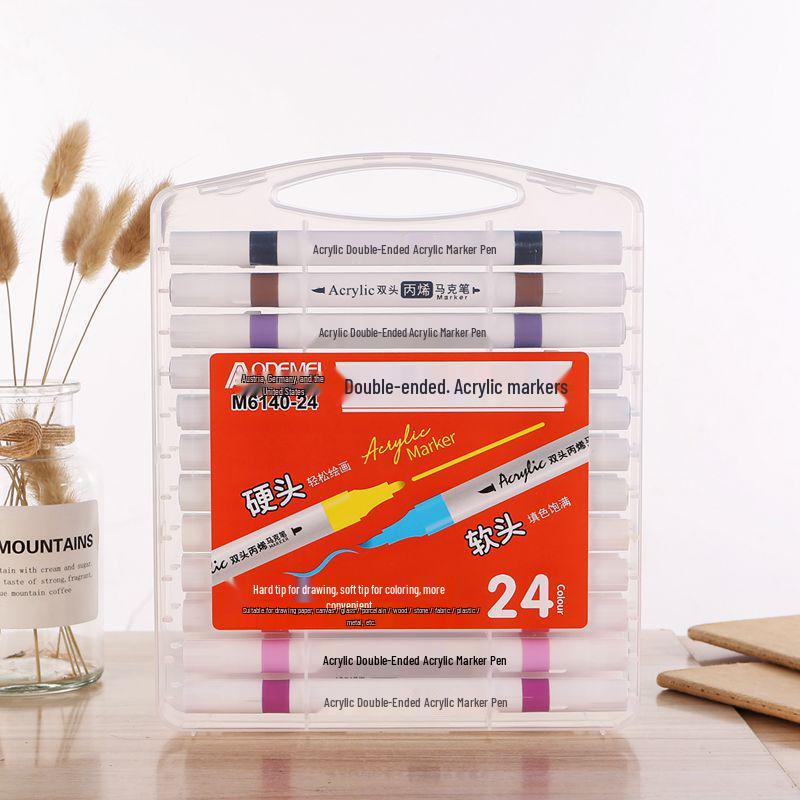 24 Double-Ended Acrylic Markers: Coloring Art Supplies for Kids