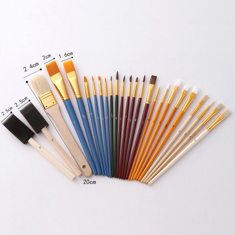 25 Pcs/Set Multi-functional Oil Painting Brushes Student Artist Nylon Hair Paint Brush for Drawing Acrylic Stationery Supplies