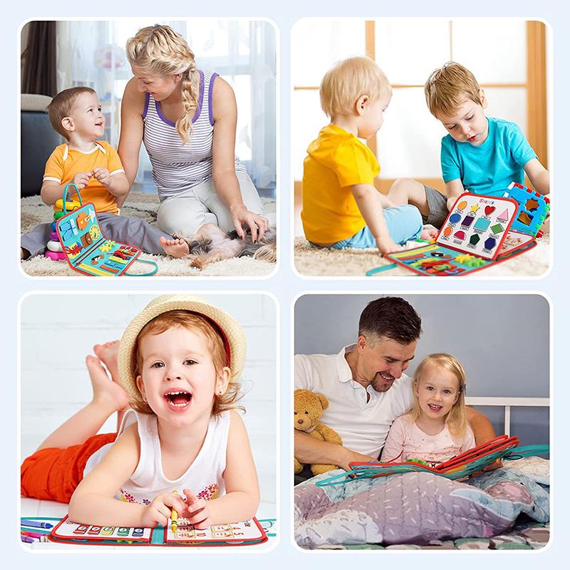 Toddler Busy Board Attività prescolari Giocattolo educativo Apprendimento Libro sensoriale Montessori Board Giocattolo da viaggio per ragazzi Ragazze Borsa