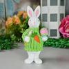 Easter Bunny Figurine Resin Woven Rabbit Ornament Desk Decoration Festival for Children Day Birthday Wedding Gift Supply