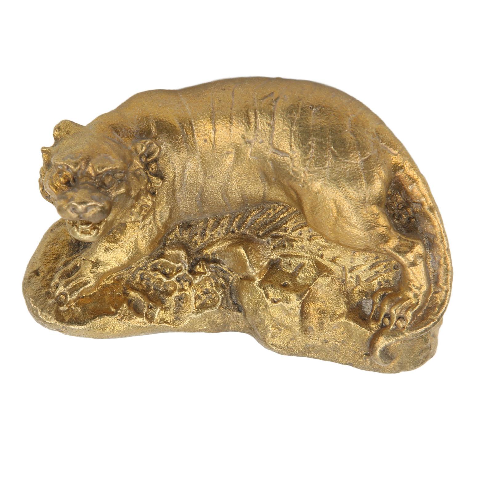 

Миниатюрные фигурки тигров Многоцелевое яркое изображение Элегантная латунная статуэтка тигра для дома, офиса, стола