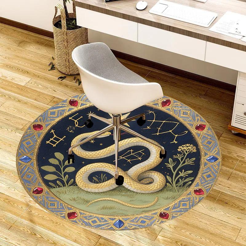 

1pc Carpet Chair Mats Golden Serpent with Stars and Constellations Perfect for Decorating Chairs, Polyester Carpet, for Living Room.YDT671 80cm by 80cm