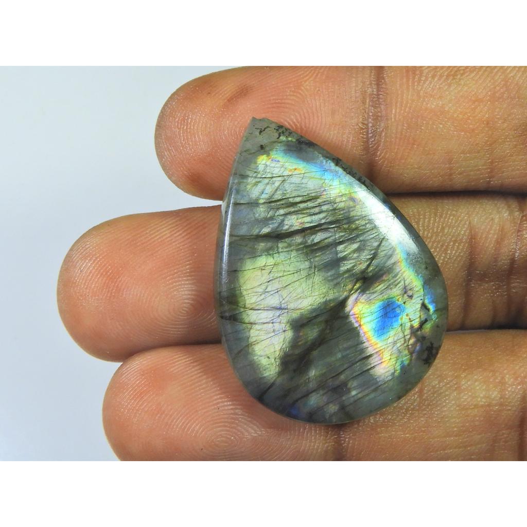 25X35MM Natural Labradorite Pink Purple Flashy Pear Cabochon Loose Gemstone SK-3266