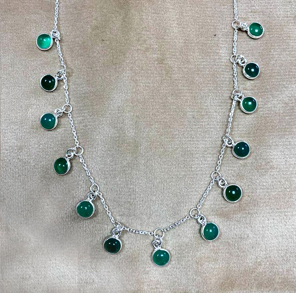 Green Onyx Necklace, Women Necklace, 925 Sterling Silver, Silver Charm Jewelry, Handmade Jewelry, Gift For Her