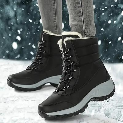 Dames Laarzen Winter Platform Hakken Sneeuwlaarzen voor Dames 2025 Trend Bont Warm Enkellaarsjes Vrouwelijke Pluche Winter Waterdichte Schoenen