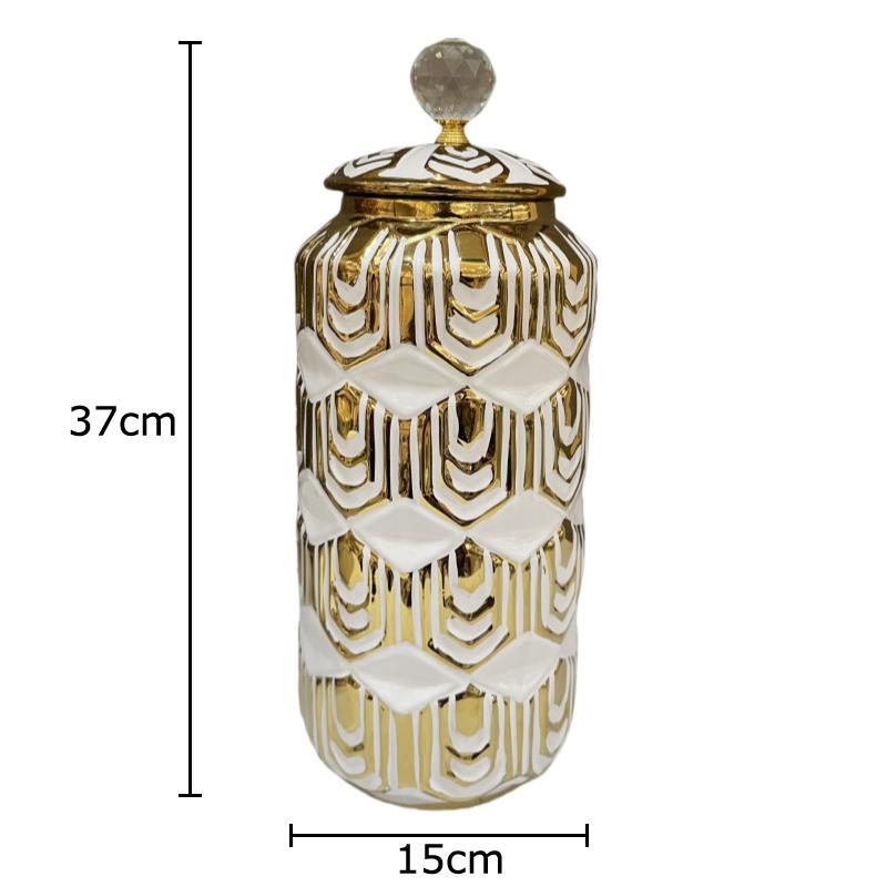 Gold-plated Ceramic Vase with Lid Desk Decoration Flowers Arrangement Artificial Flower Floral Vases Room Aesthetic Decor