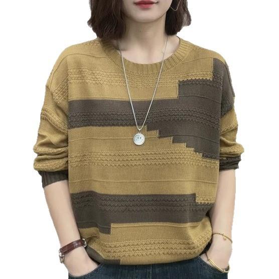 Early Autumn Round Neck Mother's Sweater Women's Casual Knitted Sweater Long Sleeved Top