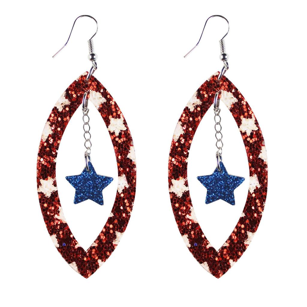 American Flag Star Stripe Elements Independence Day Leather Earrings Election Theme Diy