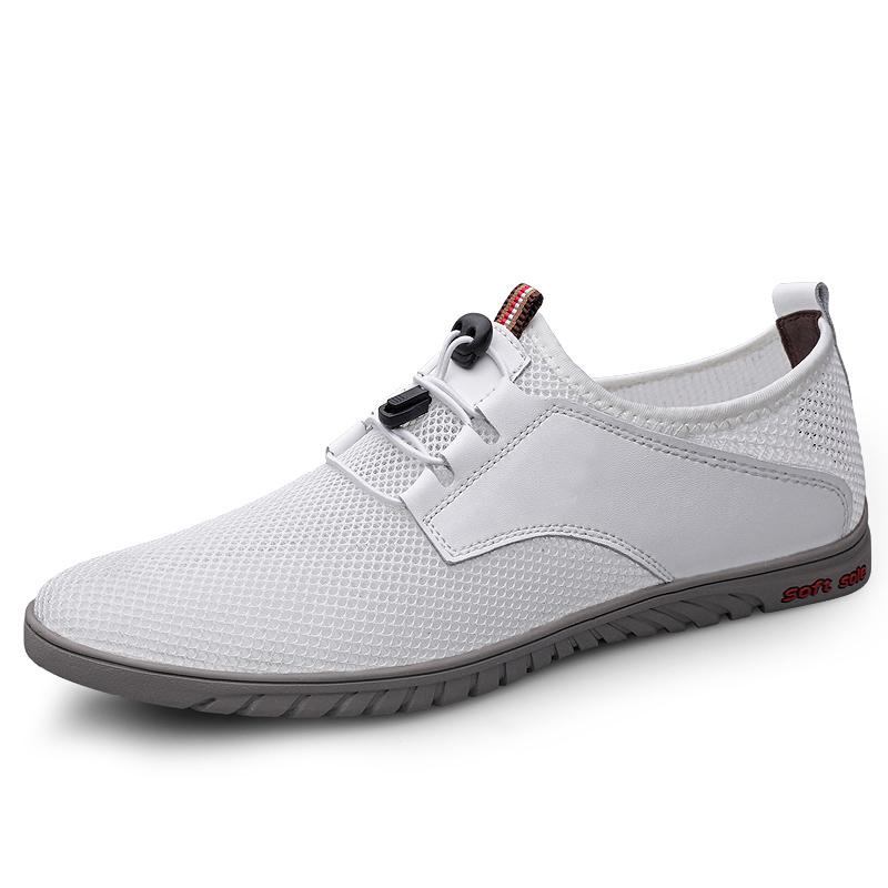 

Модные легкие мужские повседневные туфли, дышащие, без застежек, мужские повседневные кроссовки, нескользящие, сетчатые, балетки, летняя обувь для ходьбы на открытом воздухе 46 белый