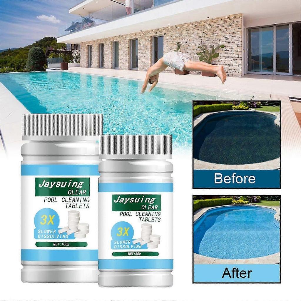 Jaysuing Pool Chlorine Tablets 50g, Fast Dissolving TCCA for Swimming Pool Water Treatment